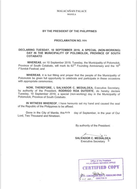 September 10 is a holiday in Polomolok .